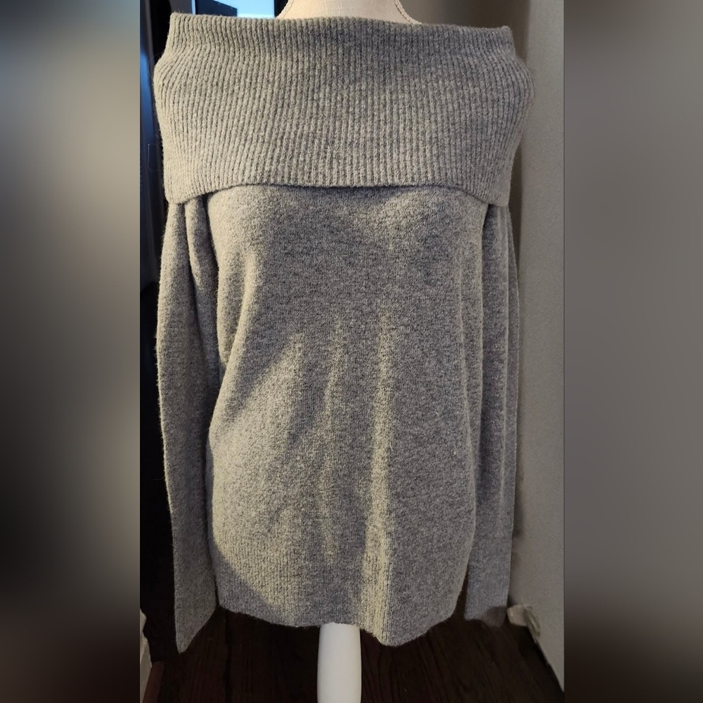 J. Crew Heather Gray Off-Shoulder Sweater